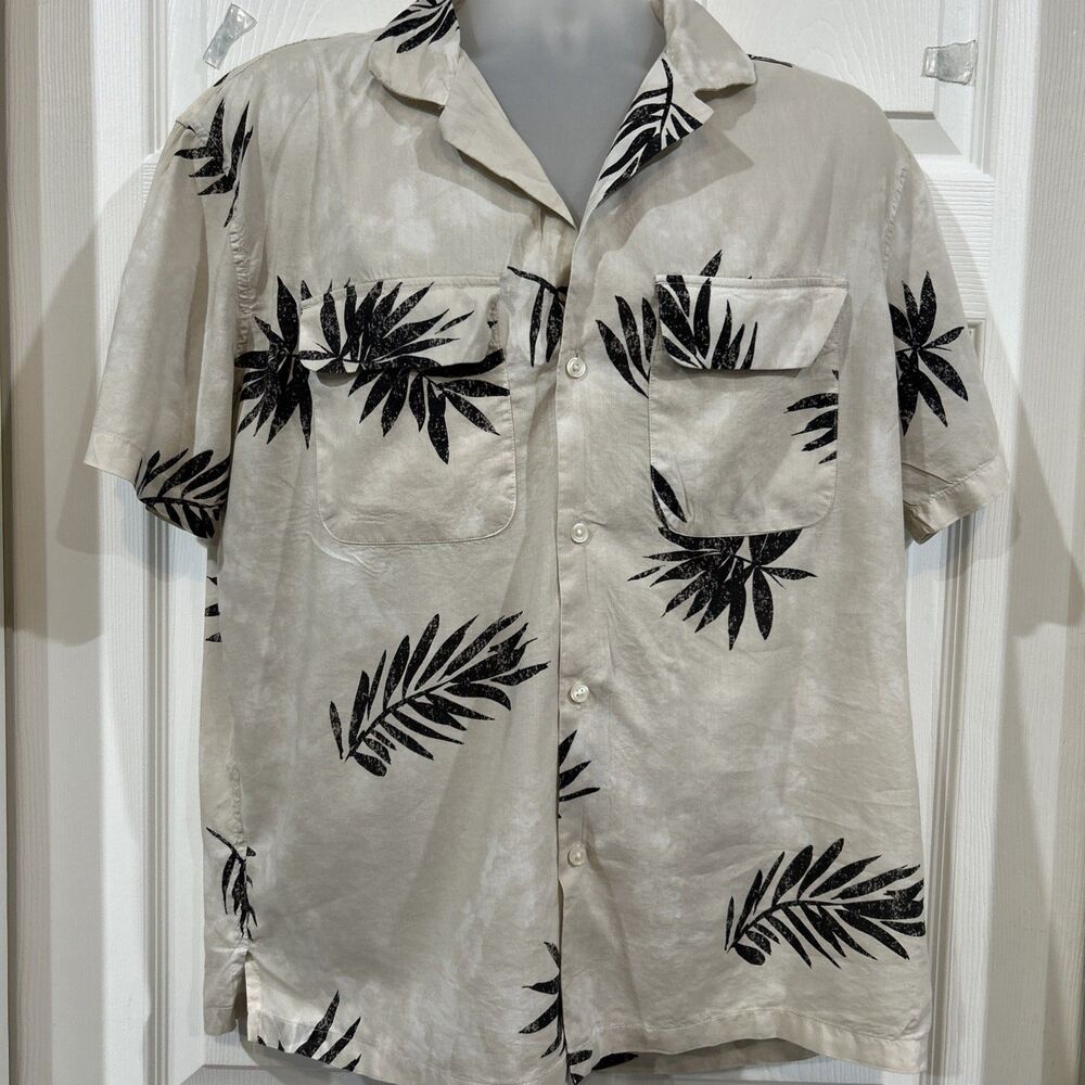 Abercrombie & Fitch Camp Bowling Style Relaxed Shirt Tropical Leaf Men's M